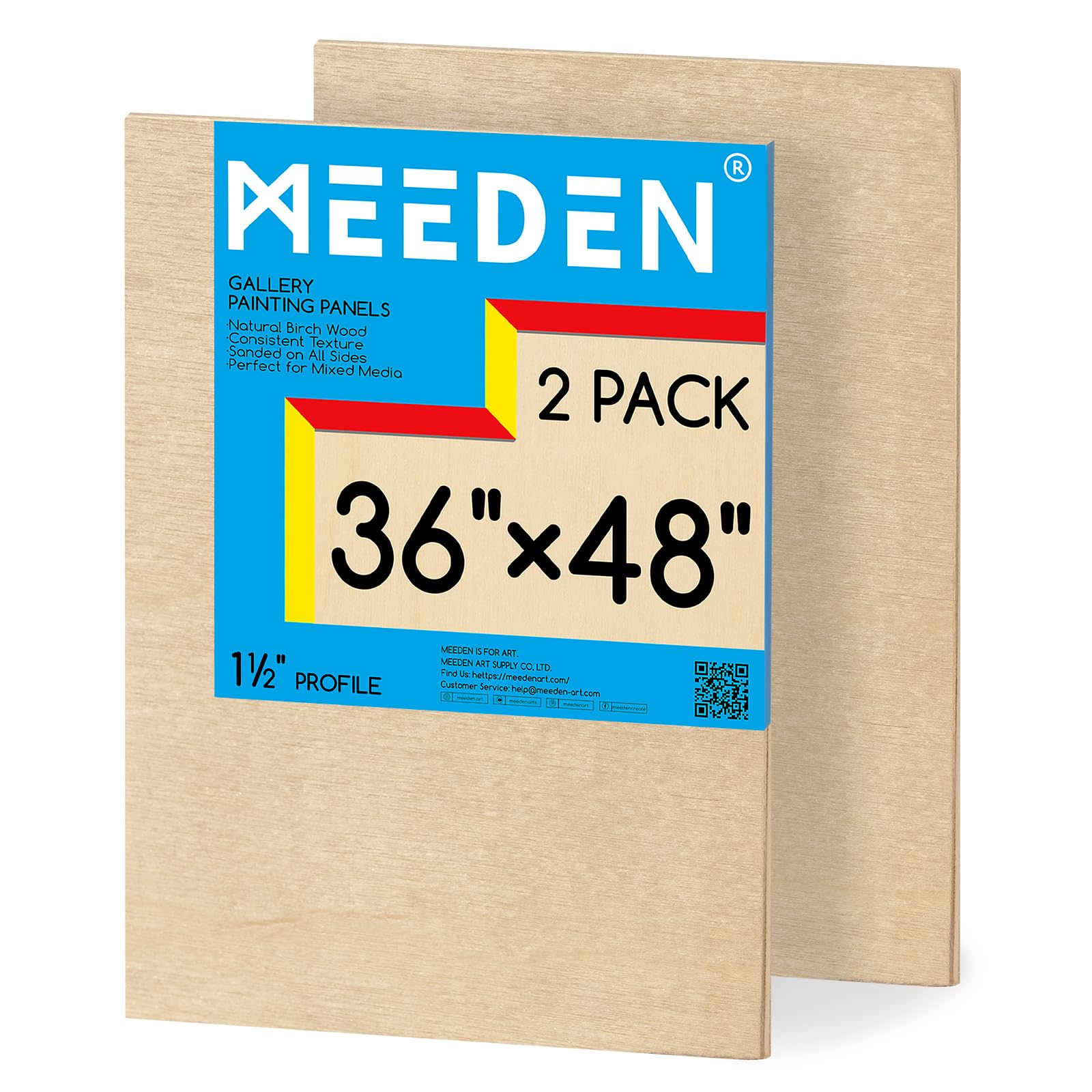 MEEDEN Unfinished Wood Canvas Board: 1-1/2" Deep 36x48” Wooden Canvas Panel Pack of 2 - Blank Cradled Wood Art Board for Painting