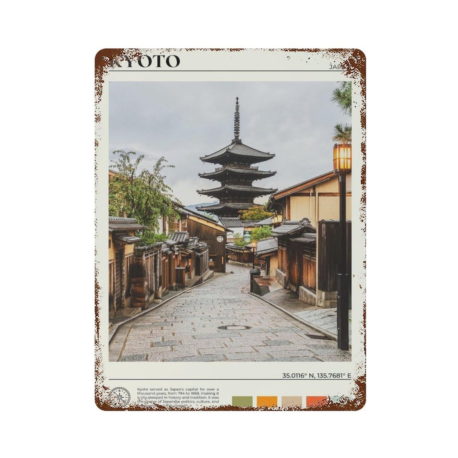 xiaoxiaoshen Real Photo Kyoto Decor Japan Wall Decor Art Metal Tin Poster Modern Home Decor Art Home Bar Shop Decorations Vintage Sign 40x30cm