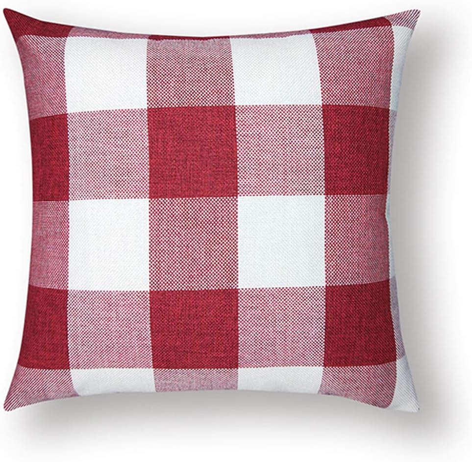 Baby Plum Throw Pillow Covers Pillowcase Covers with Zipper Bedroom Living Room Farmhouse Soft Linen Square Decorative Red and White Pillow Cases 18x18 Set of 1