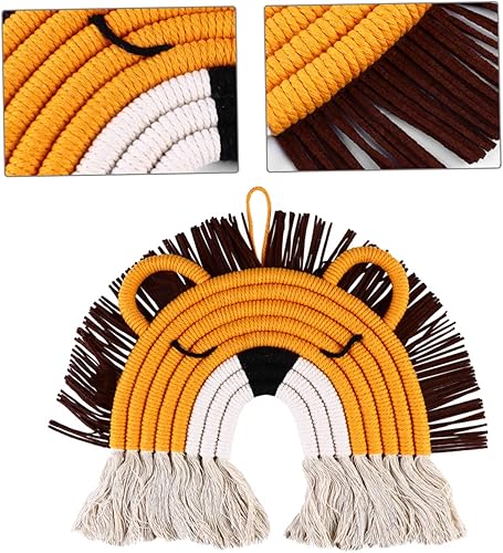 Miniatura 9 de Uonlytech Decoración de pared tejida a mano resistente estilo escandinavo para el hogar, colgante hecho a mano, ciervo, león arcoíris, arte de pared