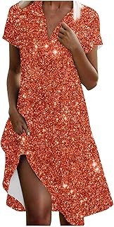 Womens Boho Polka Dots Dress Causal V Neck Short Sleeve Midi Dress Flowy Mid Rise A Line Beach Vacation Dresses 2025 - Buy now