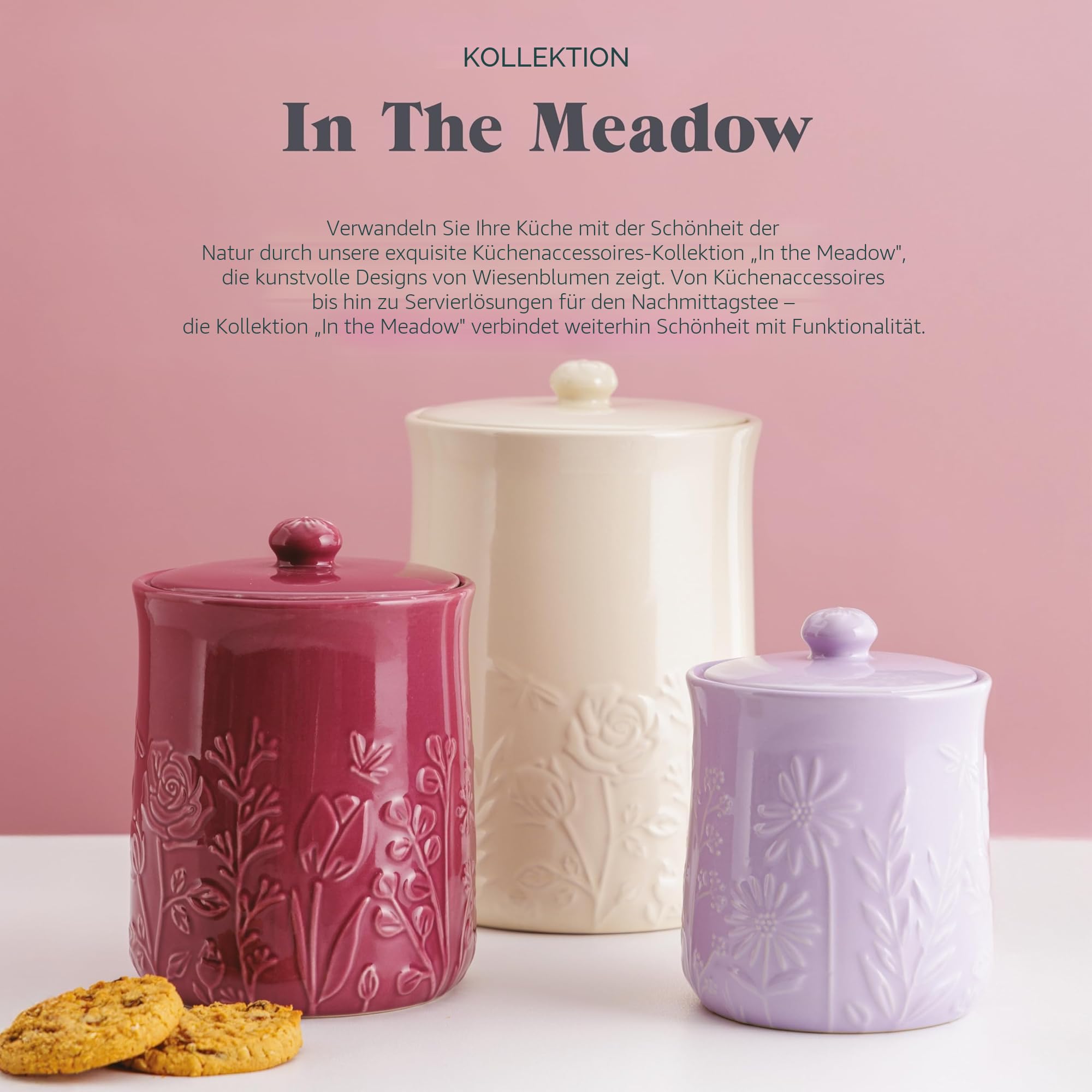 Mason Cash In The Meadow Große rechteckige Backform, Creme | 2,8 l, floral geprägtes Steingut, ofenfeste Auflaufform zum Backen, Braten und Servieren, 33 x 23 cm