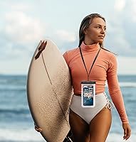 Vista 6 de Funda impermeable para teléfono IP68, flotante impermeable, bolsa seca esencial para crucero en la playa con cordón ajustable para iPhone 16 Pro Max