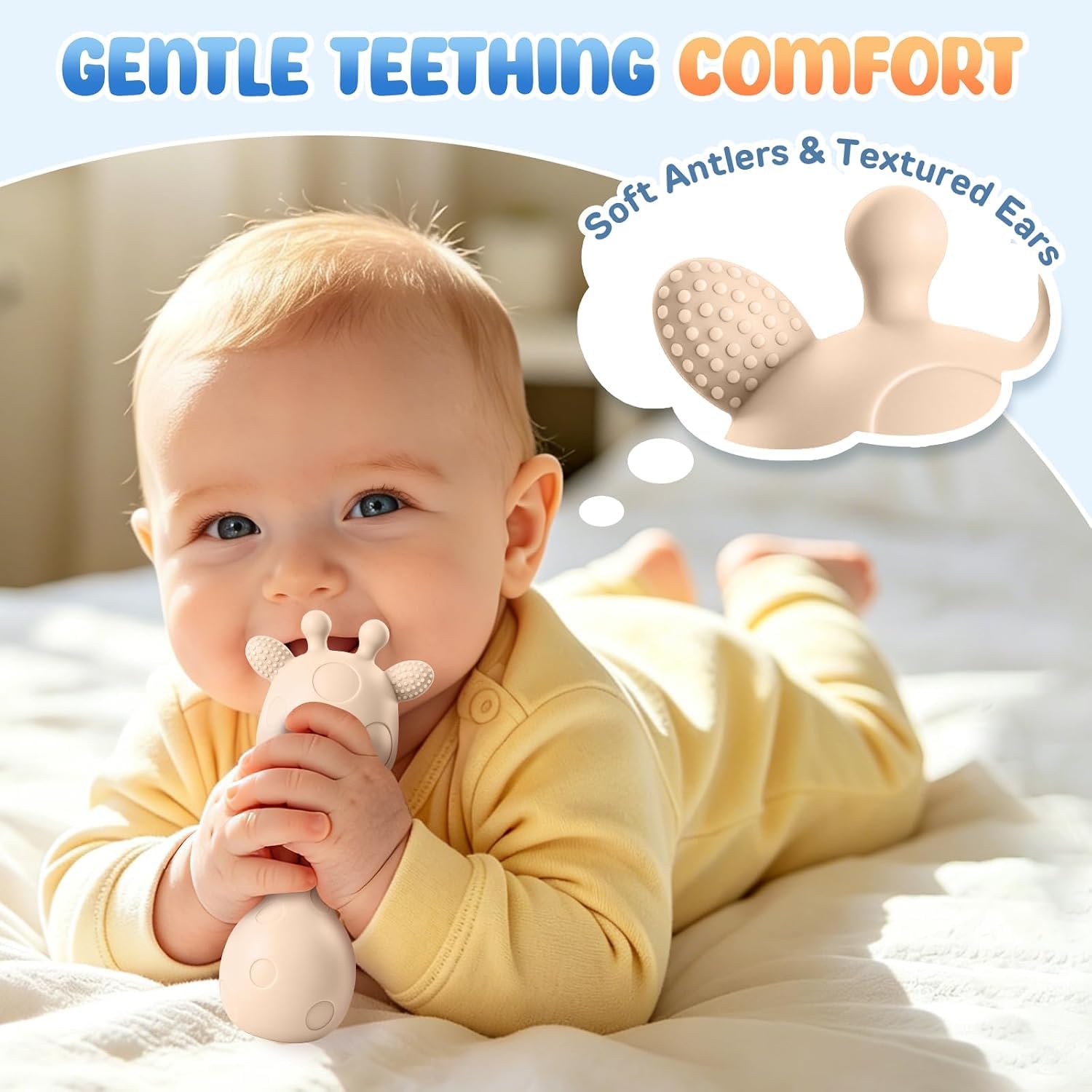 Joyvity Teething Toys for Baby Silicone Teether for Toddler Infant Baby's Chew Toys, Baby Rattle Toys, BPA-Free - Image 6