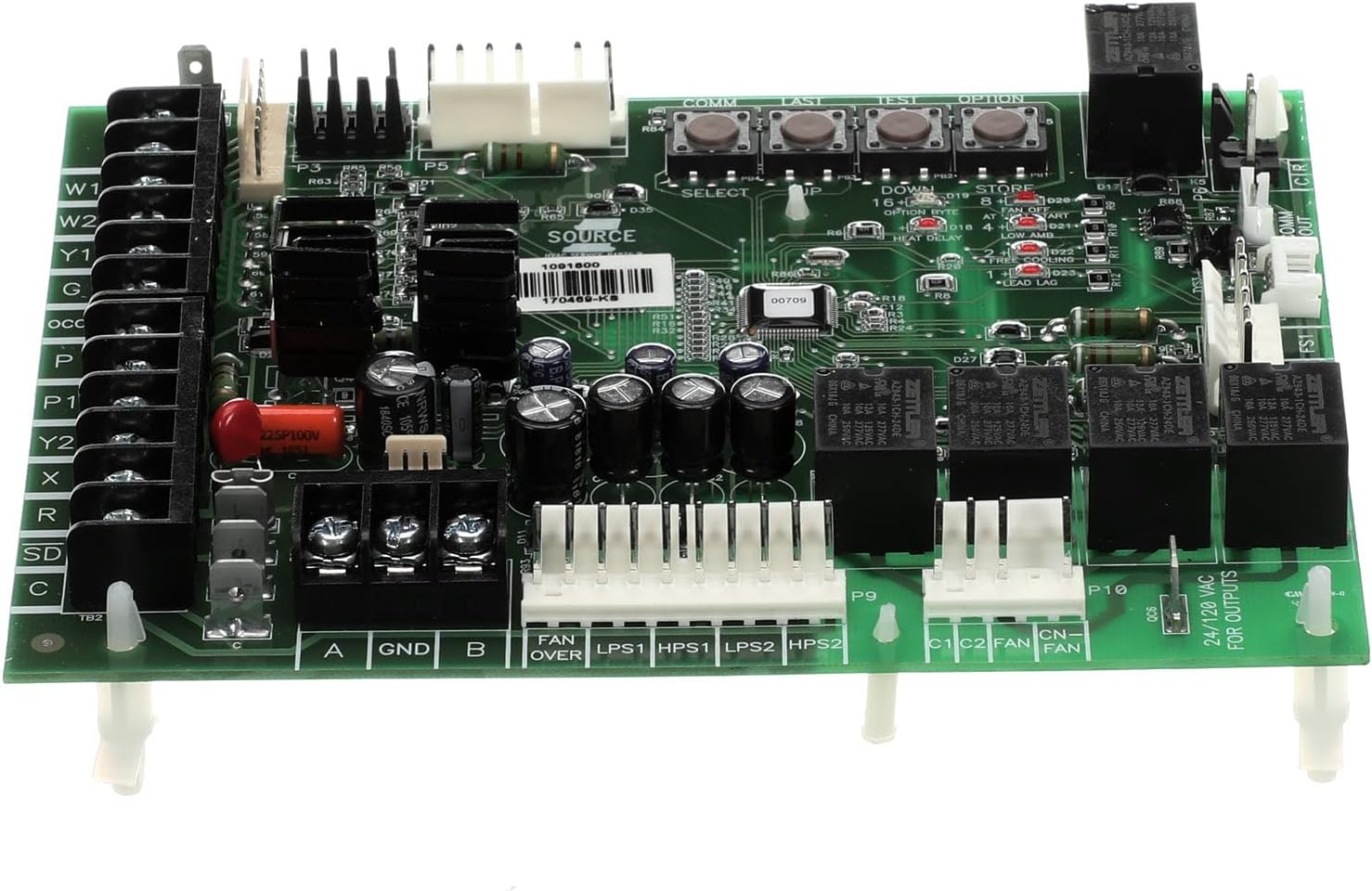 York S1-33109150000 Simplicity1A Control Board, angled view showing the back and side components.