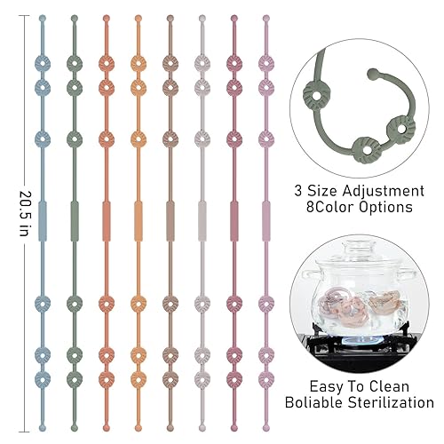 Miniatura 5 de Toy Straps for Baby, Silicone Pacifier Clips Adjustable Stretchable Sippy Cup Straps for Strollers, High Chair, Cribs, Hanging Baskets, Shopping