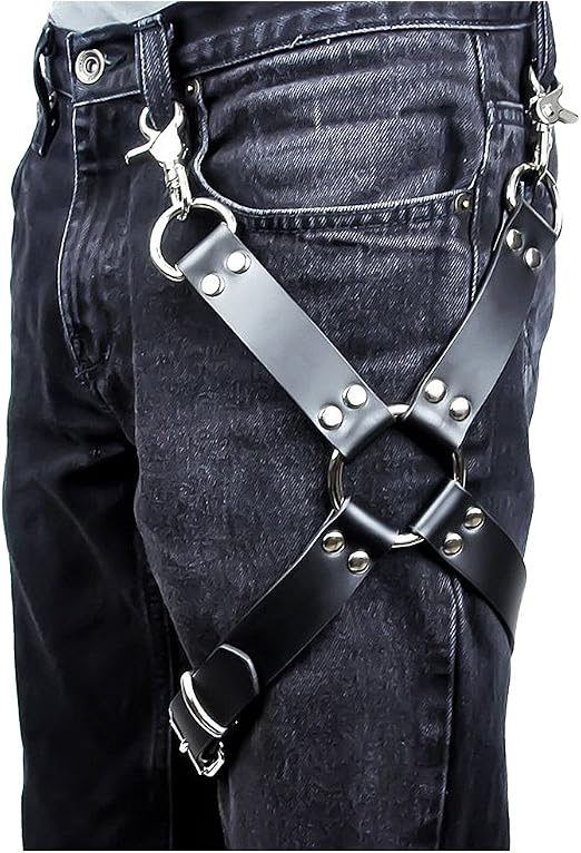 Lot De 2 Jarretières élastiques Femme En Cuir Noir - Avec Clips Métalliques Et Design Coeur, Style Punk Rock | Accessoire Cosplay, Fête, Lingerie - 11