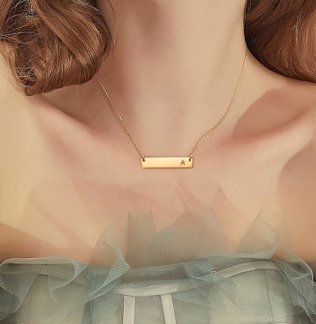 Buy Initial Bar Necklace, 18K Gold 