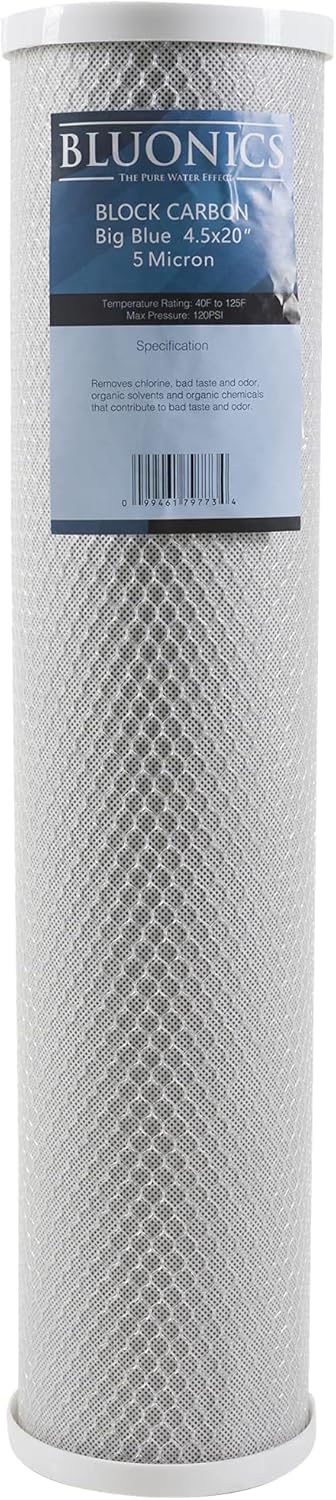 BLUONICS 4.5 X 20 Whole House Filter Purifier w/CTO Carbon Block Cartridge