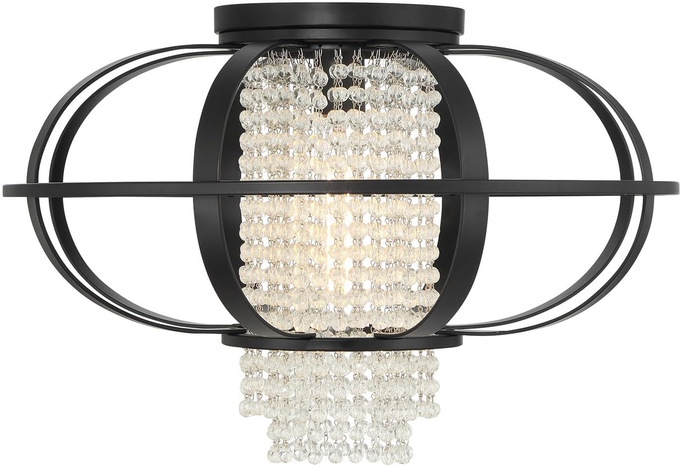 Savoy House 6-5218-1-89 Idlewild Mid-Century Crystal Clear Flush Mount, 1-Light 60 Watt, 13" H x 20" W, Matte Black