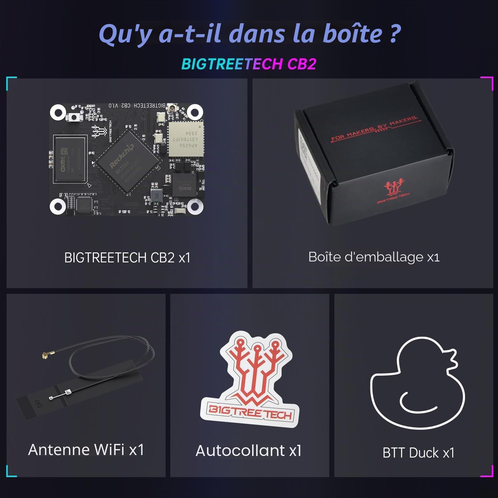 BIGTREETECH CB2 Carte de Contrôle de Base 2GB LPDDR4+32GB Stockage eMMC Mise à Niveau sur BTT CB1 Support DSI/CSI Port Run Klipper Compatible avec Raspberry-Pi 3B/4B Série Manta Pi4B Pad 7