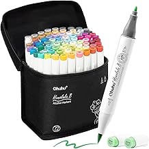 Marcadores de alcohol Ohuhu con punta de pincel - Set de marcadores de arte de doble punta para adultos - 72 colores - Tinta recargable a base de alcohol - Puntas finas y de pincel duales - Honolulu B de Ohuhu Markers