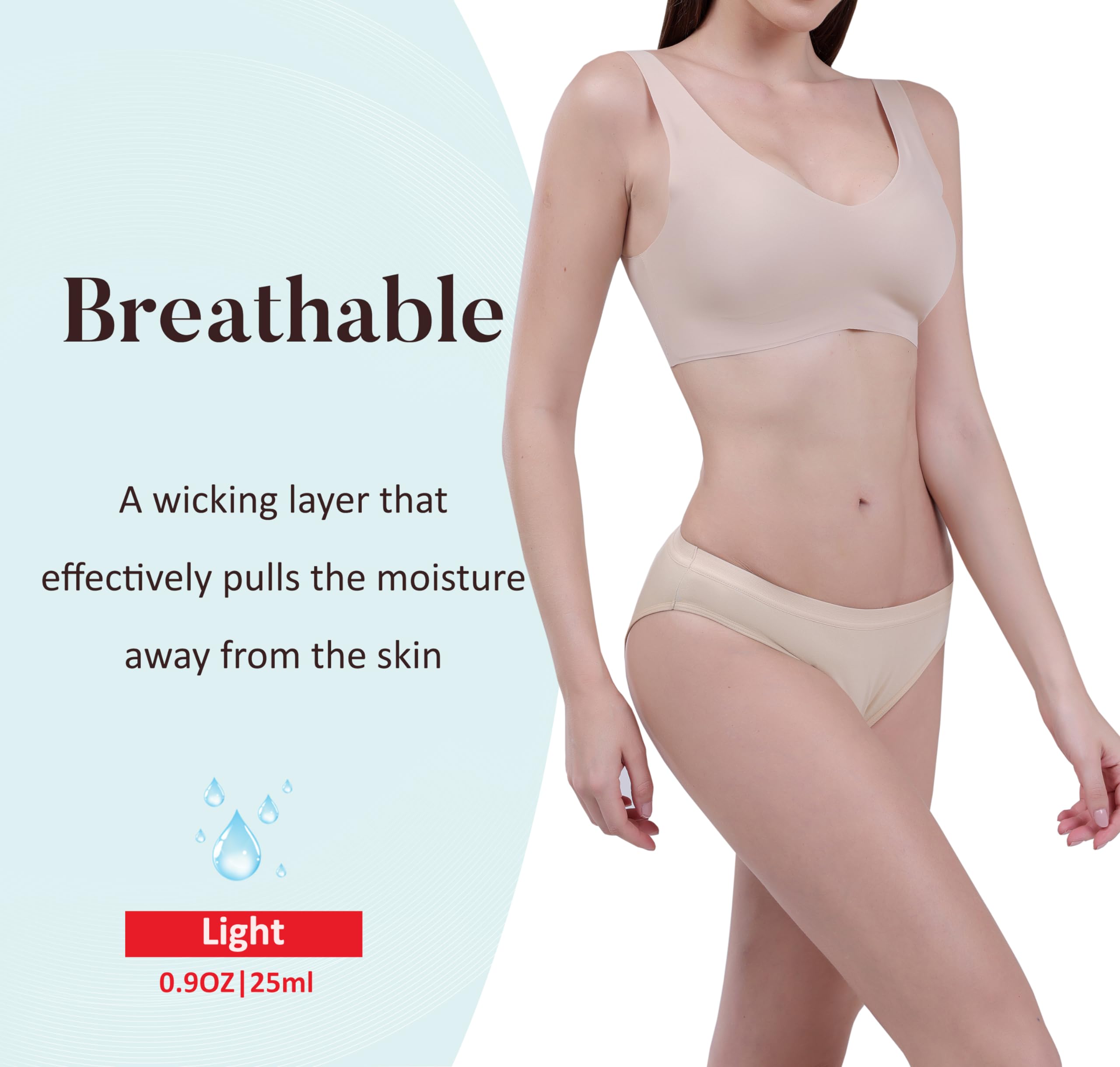 AIRCUTE Washable Absorbent Urinary Incontinence Underwear for Women, Girl Bikini Panty for Light Bladder Leak (25ml) Protection (Small, Beige)