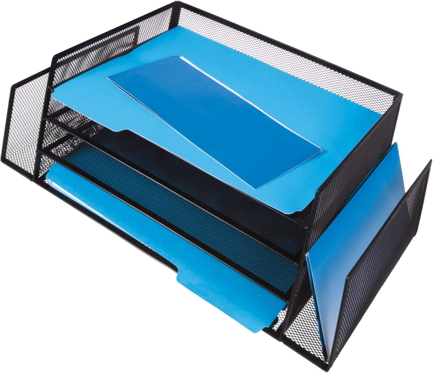 OfficeMax Brenton Studio™ Mesh 4-Shelf 2-Sided Desk Sorter, Black