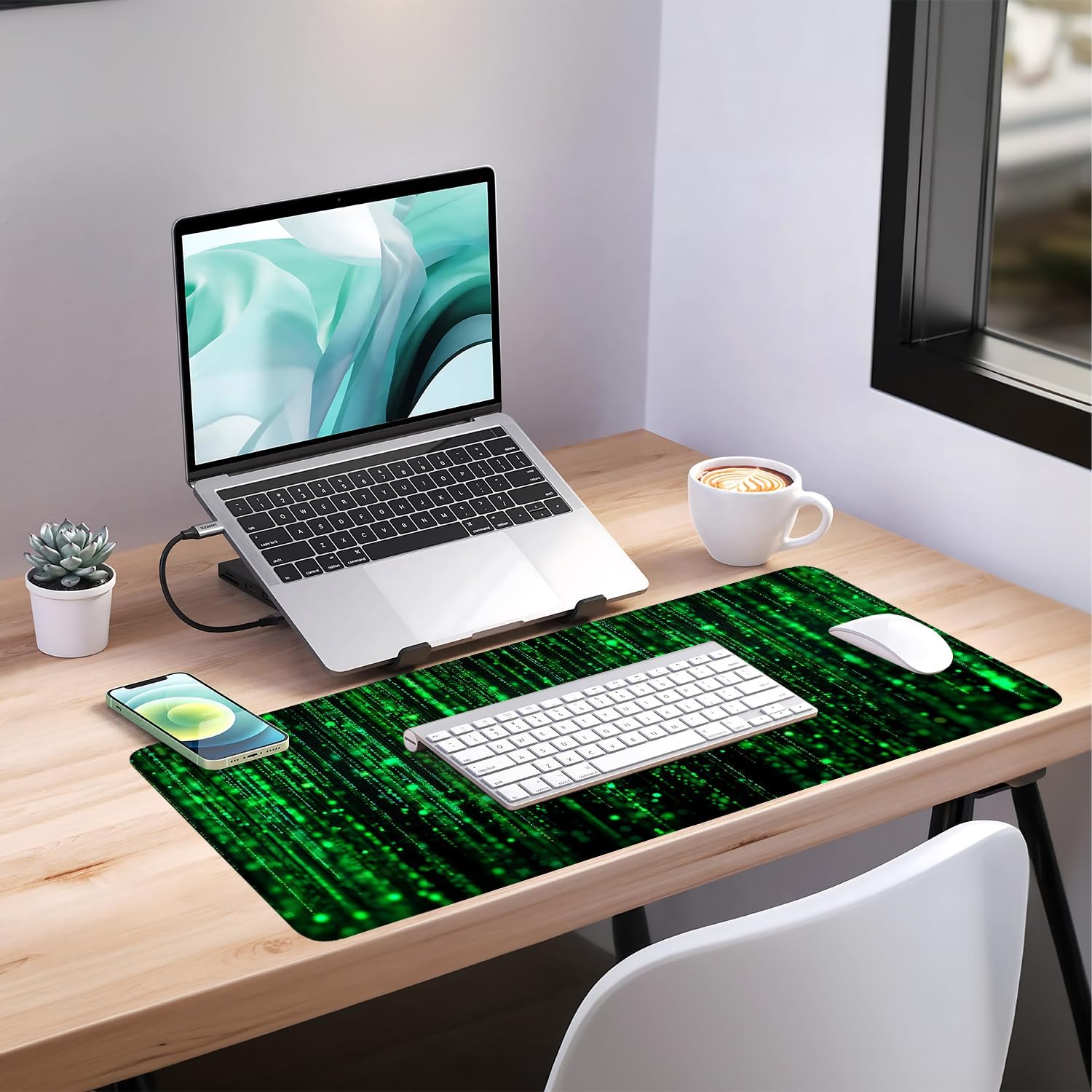 Matrix Code Extended Gaming Mouse Pad 35.4"x15.7" Mousepad, Large Desk Pad Desk Mat for Gaming & Office, Non-Slip Rubber Base