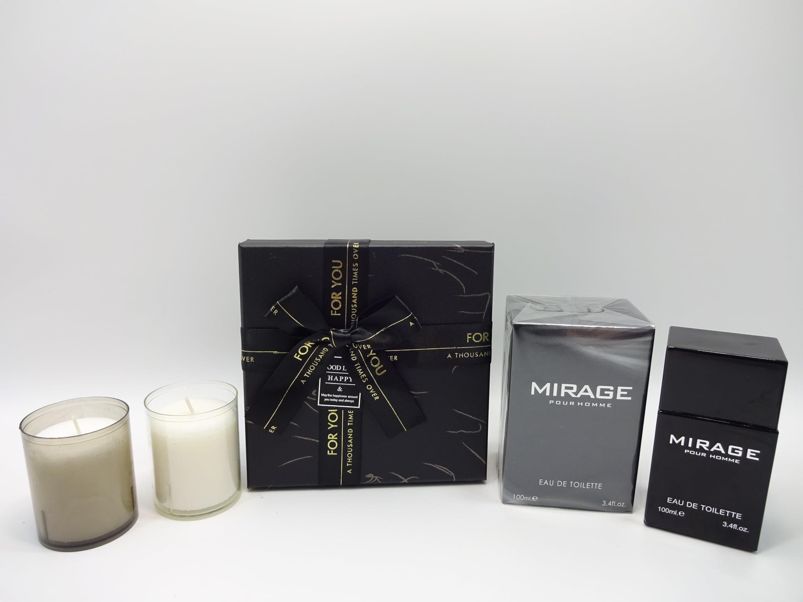 Luksusowy zestaw upominkowy dla niego, Mirage 100 ml EDT dla mężczyzn, 2 świece z uchwytem