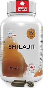 Live 5AM Pure Shilajit Supplement 500mg | 90 Vegan Capsules - 50% Fulvic Acid - Sourced from Himalayan Mountains - High Potency &amp; Purity - for Men &amp; Women - Made in Canada