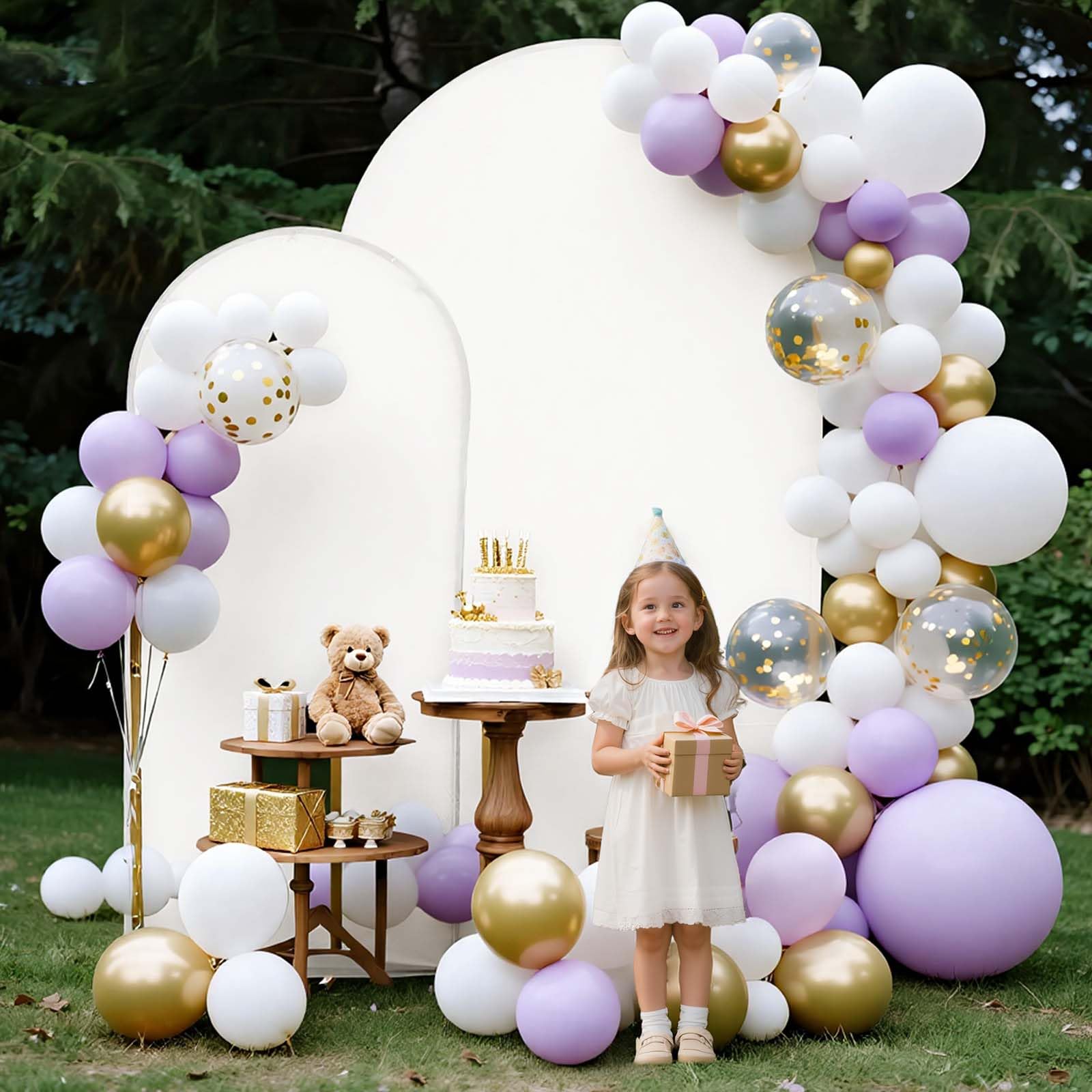 VEVOR Supporto per Fondale ad Arco Set da 2, Struttura Stabile, Facile da Montare, Set di Fondali ad Arco per Feste con Copertura per Matrimoni, Feste di Compleanno, Decorazioni per Cerimonie