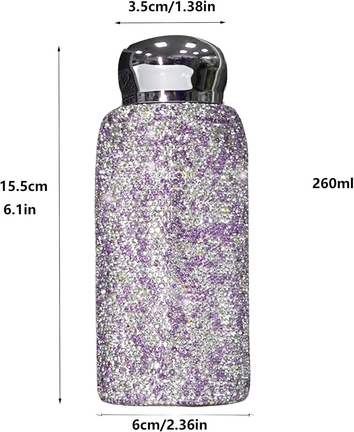 Diamentowa termos, butelka termiczna, kubek termos Bling Rhinestone Shinning butelka wody Kubek podróżny ze stali nierdzewnej Diamentowa kolba Butelka próżniowa(Purple)