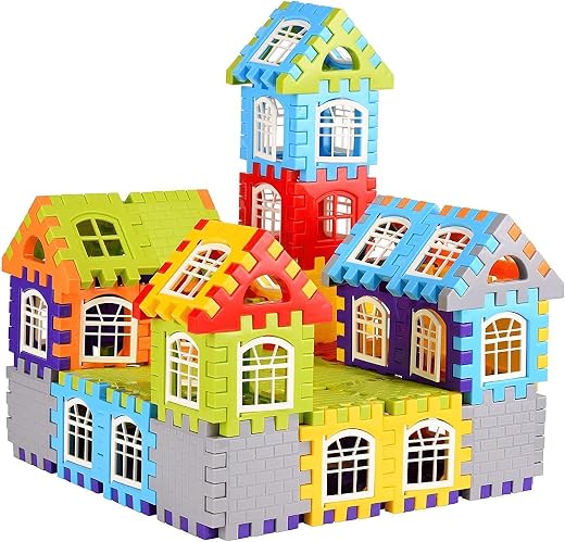 PULSBERY House Building Block Set – 72-Piece Interlocking Construction Toy for Kids, Enhancing STEM Skills, Imagination,Ea