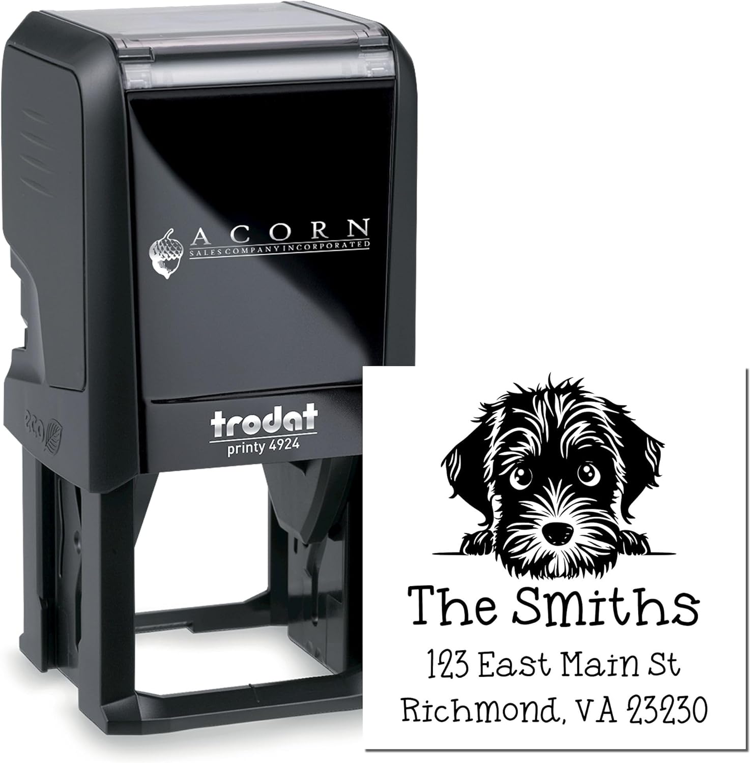 Wirehaired Pointing Griffon Dog Design, Personalized Address Stamp, Self-Inking, Customizable with 11 Ink Colors, Ideal for Home or Office, Size 1-5/8, Unique Wirehaired Pointing Griffon Stamp