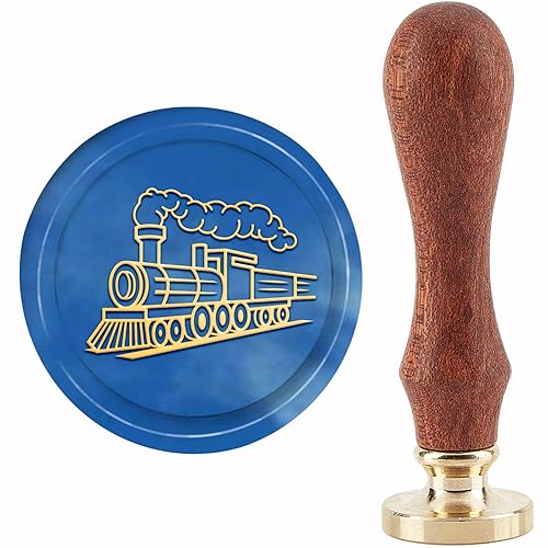 CRASPIRE Sello de cera de tren de cobre de 1.181 in de cobre, sello de sellado desmontable con cabeza de latón con mango de madera, carta de boda,