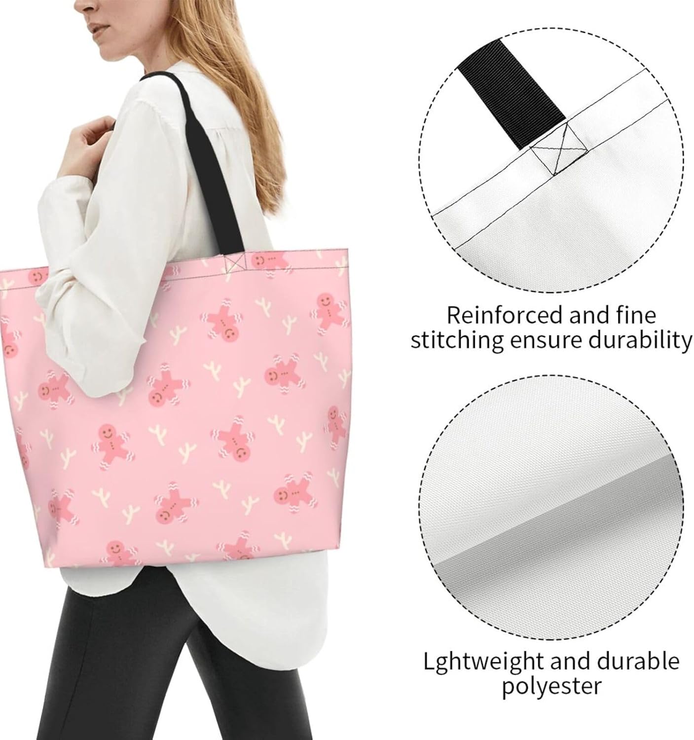 Tote Bag - Women's Large Casual Shoulder Handbag - Reusable Shopping Grocery Bag