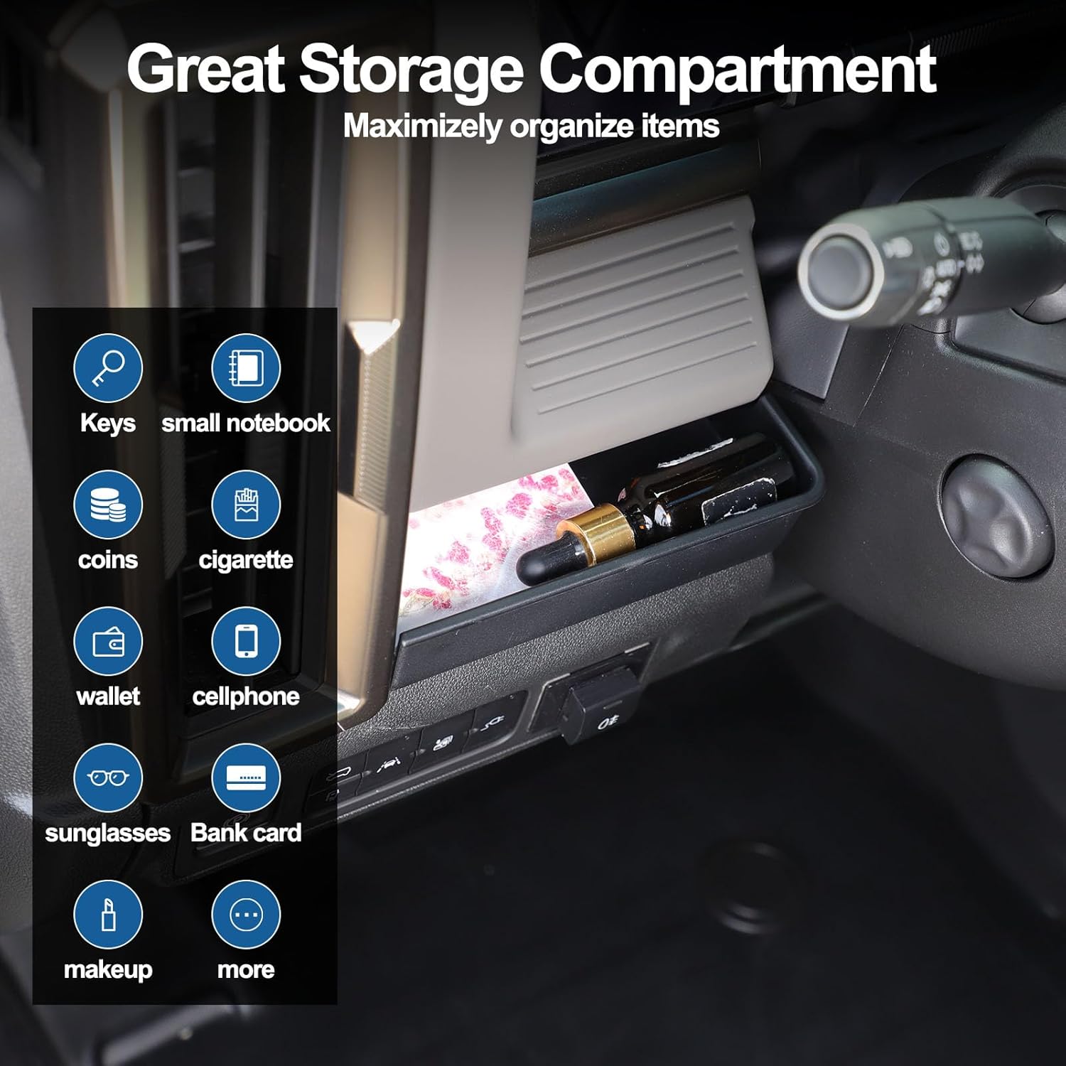 Dashboard Lower Storage Box Compatible with Hummer EV SUV/Pickup 2024 2025 2026 Center Console Dash Lower Organizer Box Under Dash ABS Storage Box Interior Accessories