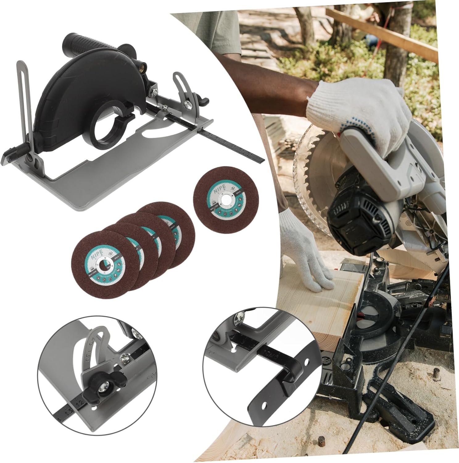 Angle Grinder Conversion Stand with Base Multi-angle Cutting Support Durable Design Includes Metal Saw Blades Easy Installation for Diy Projects