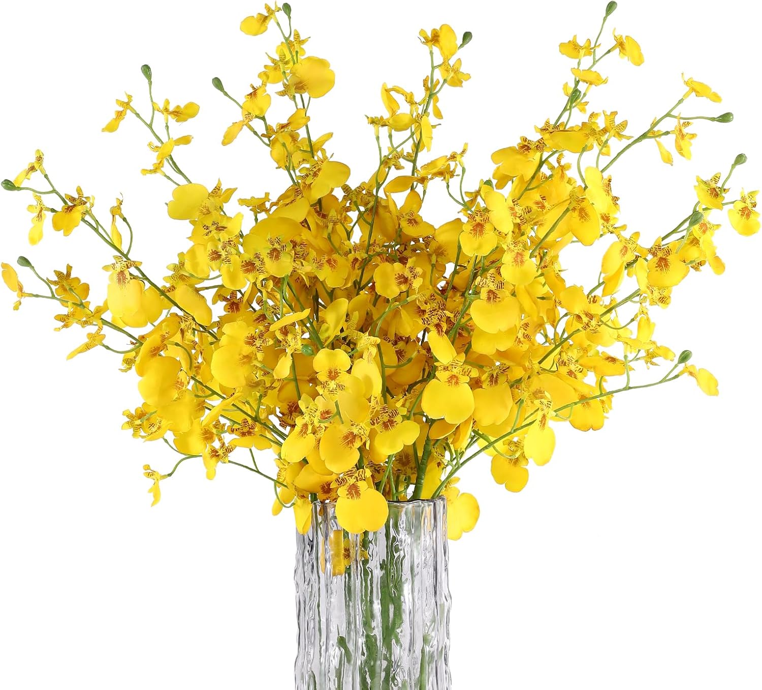 LFF 8Pcs Yellow Dancing Orchid Artificial Flowers, 30.7" Realistic Faux Oncidium Orchid Bouquets, Vibrant Silk Fake Florals Vase Filler for Home Decor, Wedding Bouquets & Spring Table Centerpieces