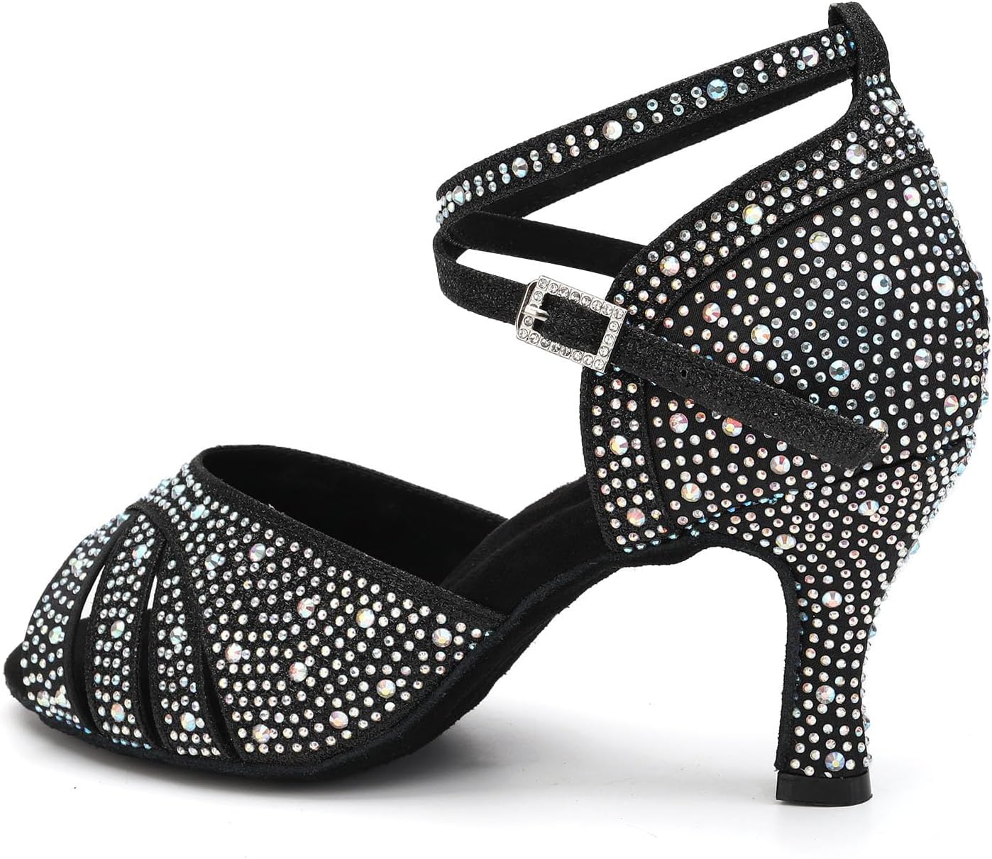 SWDZM Women Rhinestone Ballroom Dance Shoes Latin Salsa Performance Dancing Shoes