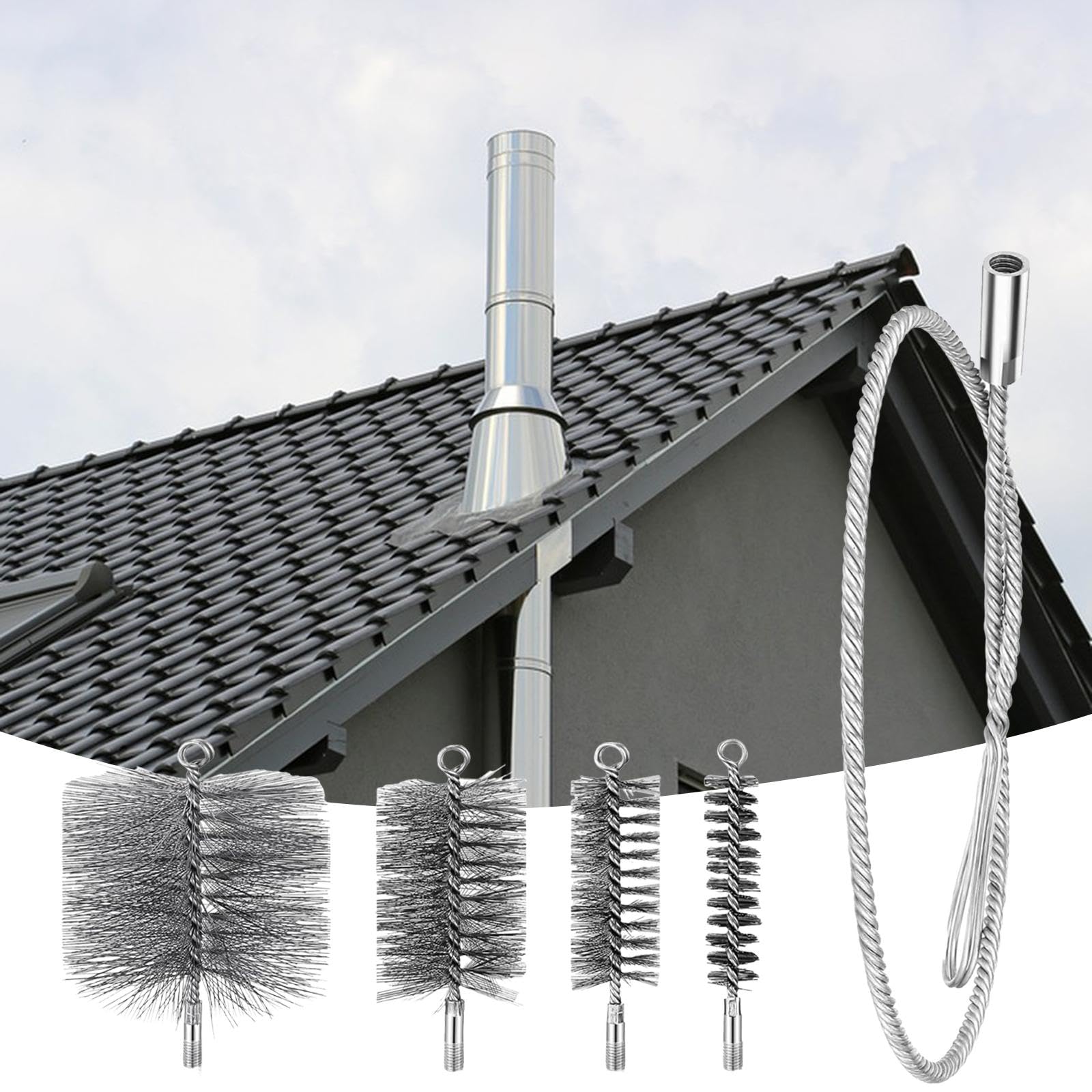 Set di 4 Spazzole per in Filo D'acciaio con Manico Lungo 1 Metro, Versatile E Adatto per Cappe Aspiranti E Altro Ancora, 40 60mm 130mm 170mm