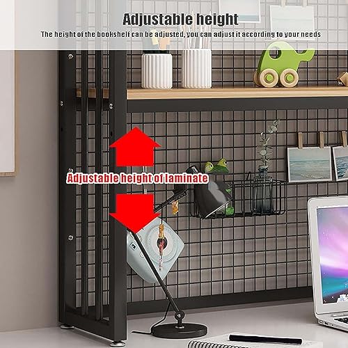 Miniatura 4 de Estantería de escritorio de 2 niveles para escritorio de computadora, pantalla ajustable, estantería de madera para encimera, estante de escritorio