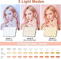 Vista 2 de TONEOF Luz portátil para selfie, recargable de 60 LED PhoneLight con clip y doble orificio de tornillo de 1/4", 2500k-9000K regulable para iPhone