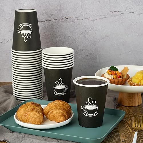 Miniatura 5 de Paquete de 360 tazas de café de papel de 8 onzas, vasos desechables de papel negro para bebidas calientes, agua potable, utilizado para cafeterías,