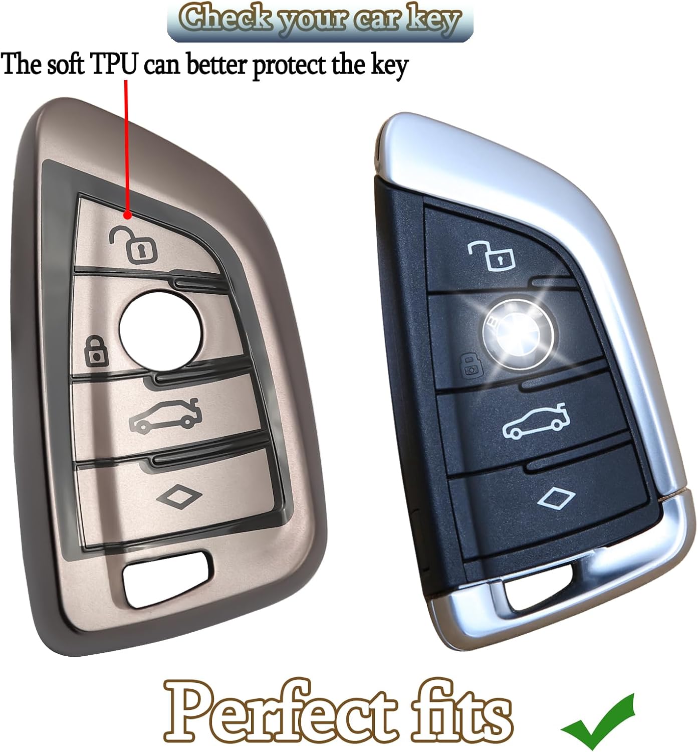 keyshell Keychain for BMW Key fob Cover case fits 2020 2021 2022 2023 X1 X2 X3 X5 X6 X7 and Series 1 2 3 4 5 6 7 8 Metallic - Image 2
