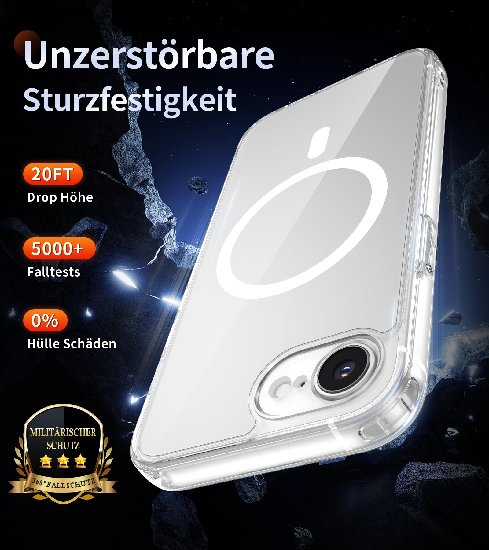 FLLAO Cover Magnetica per iPhone 16e Custodia e 2 Pellicole in Vetro Temperato, Cover iPhone 16e Compatibile con Magsafe, Traslucida Opaca Posteriore Sottile Antiurto Protettiva Case, Trasparente