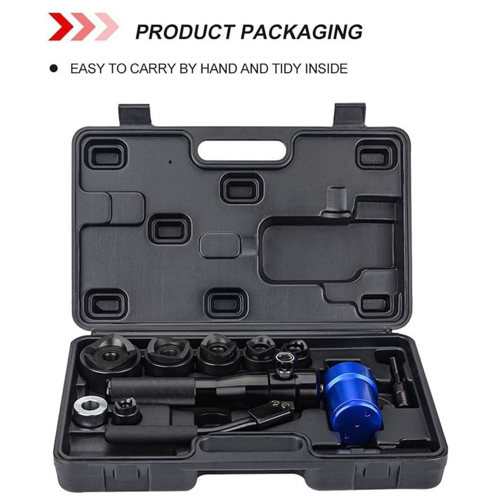 Kit De Sacabocados Hidráulicos, Perforadora De Láminas De Metal Excavadora De Agujeros Hidráulica, Punzonadora De Chapa Metálica con 6 Troqueles, para Aluminio, Latón,Blue