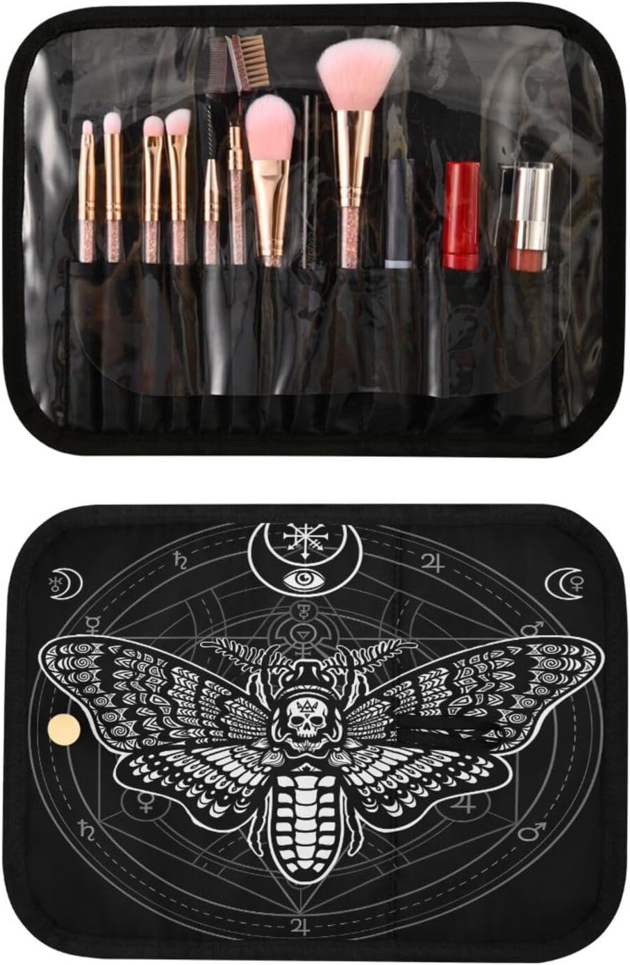 MNSRUU Toiletry Bag Moth Butterfly Black Hanging Makeup Bag for Toiletries 3 PCS Travel Toiletry Organizer Bags Portable Clear Toiletry Kit