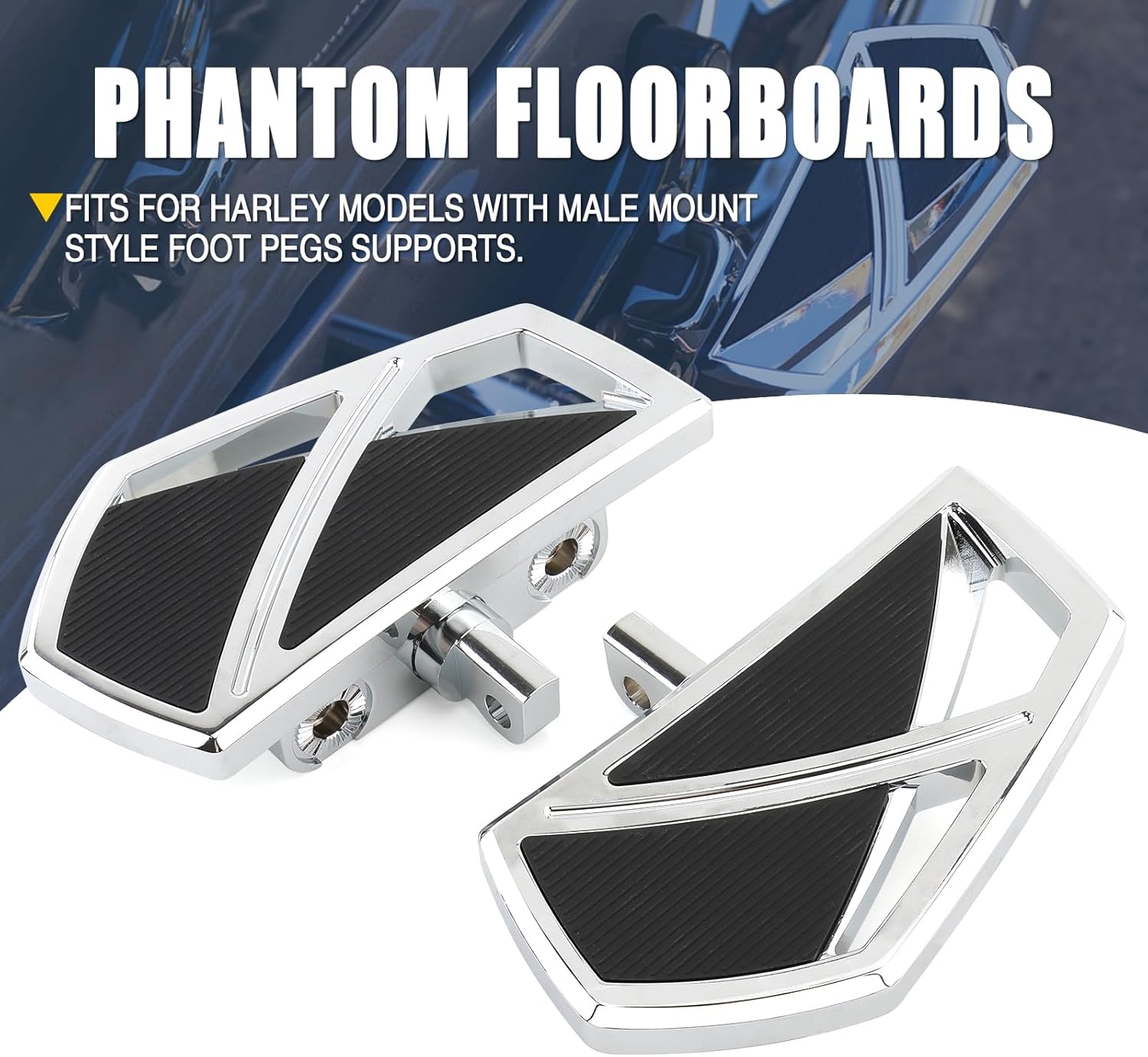 Motorcycle Mini Floorboards Phantom Foot Pegs Male Mount Style Footrests Fit for Harley Dyna Touring Road King Street Glide Road Glide Sportster 883 Softail Fat Boy Universal