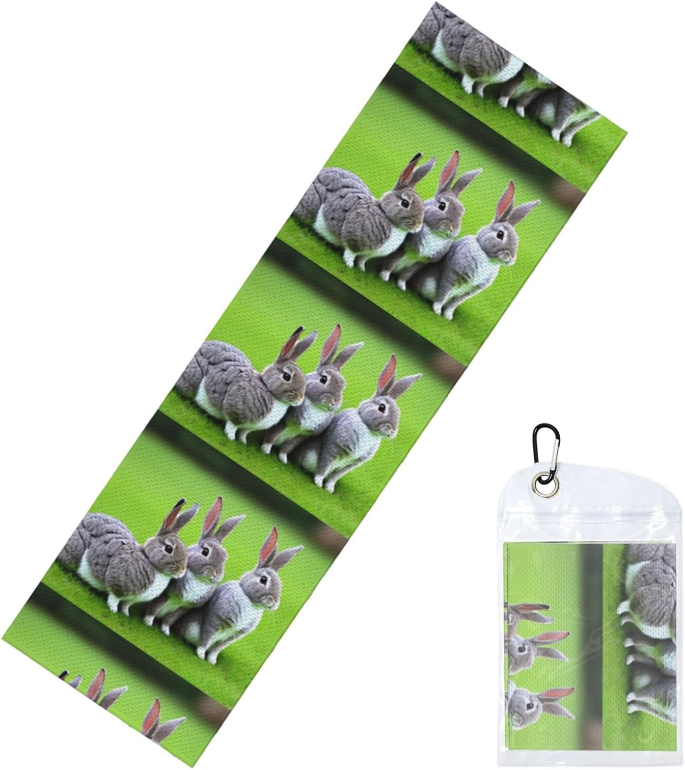 Chilled Sports Towel 12×40 in Ice Towel Soft Breathable Chilly Towel for Yoga Sport Running Gym Workout Fitness Rabbits On Grass Picture
