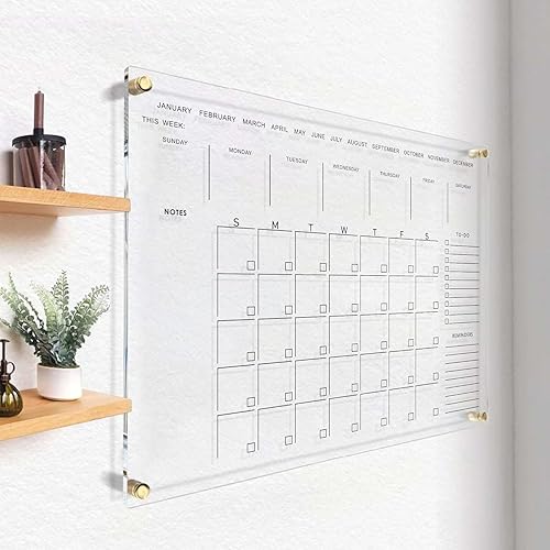 Miniatura 7 de Calendario acrílico clásico para pared  Gran tamaño 36 x 24 pies  Calandra de vidrio transparente para oficina en casa, pizarra blanca reutilizable