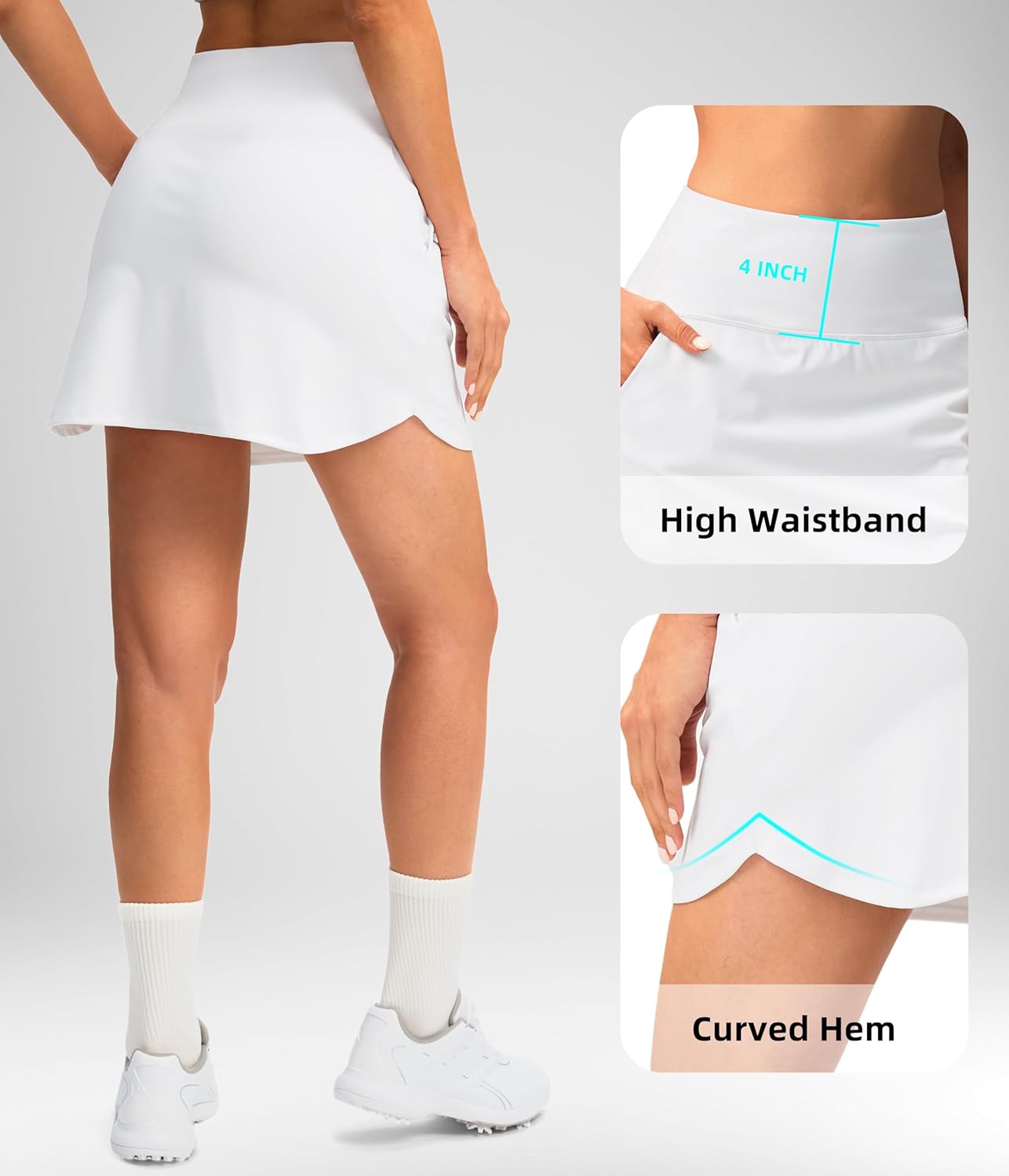 SANTINY 16" Skorts for Women with 4 Pockets High Waisted Stretchy Pickleball Casual Tennis Skirt Athletic Golf Skort - Image 3