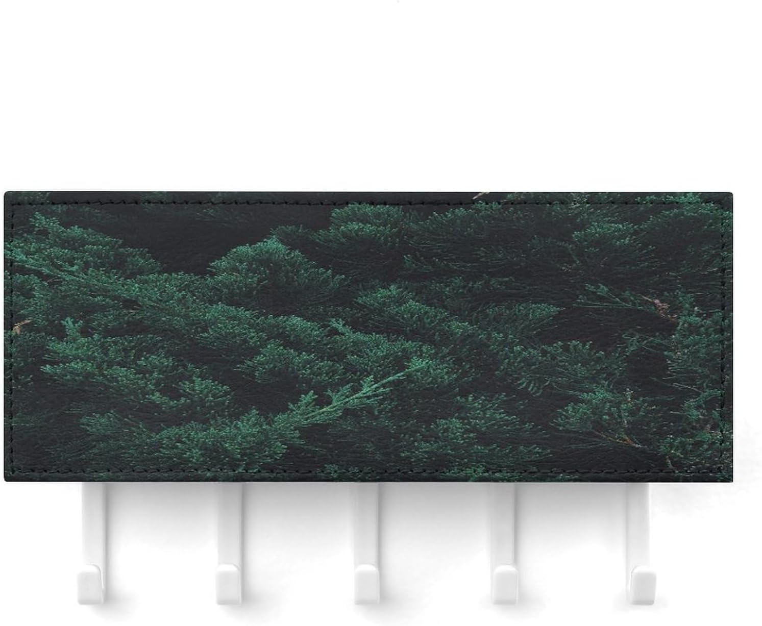 Key Holder Wall Mount Key Hanger with 5 Hooks, Decorative Key Rack | Dark Green Forest Hanging Key Hooks with Mail Organizer for Wall Living Room Kitchen Bathroom Hallway