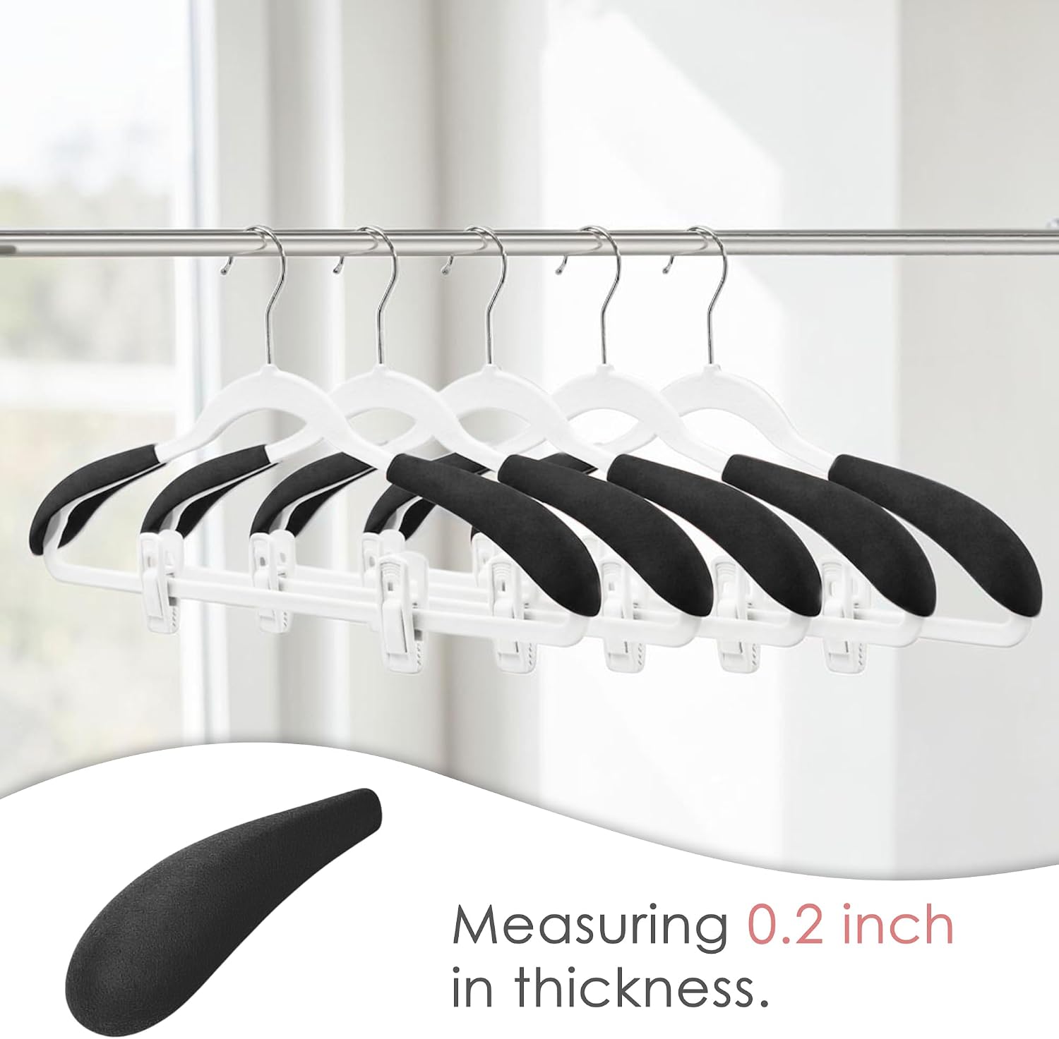 Velvet Hanger Shoulder Form Shaper – 10Pcs Pads Flocking and Plastic Shoulder Protectors for Velvet Flocking Hangers with 0.2 Inch Thickness, Non-Slip Design (Black)