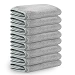 Nugilla Makeup Remover Cloths, 8 Packs Makeup Remover Towels Reusable Face Wash Cloth, Soft Microfiber Face Cloth for Women(Light Grey)