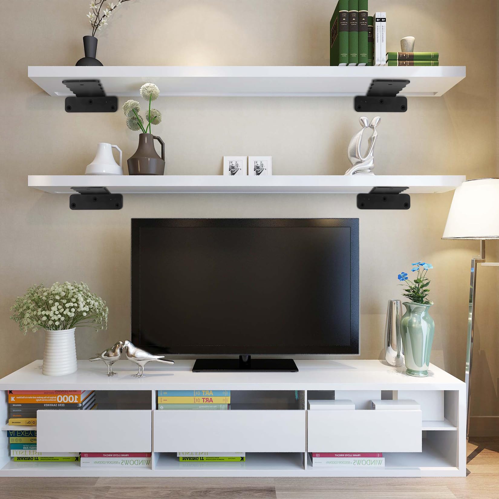 4 Pcs Floating Shelf Brackets Heavy Duty, 3.93" Scaffold Board Shelf Brackets - Image 4