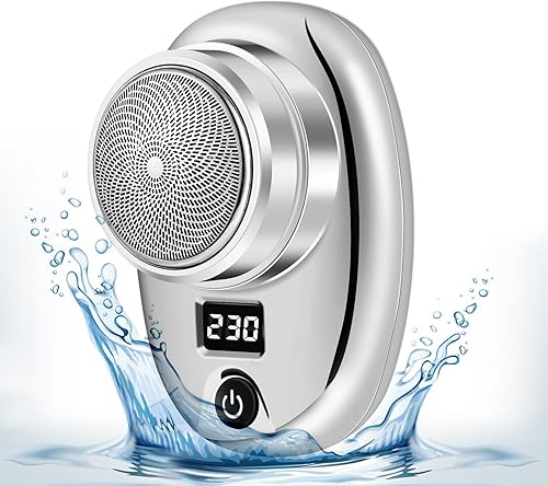 Mini afeitadora, eléctrica para hombres con pantalla LCD, recortadora portátil de barba de bolsillo, afeitadoras rotativas para hombres recargables