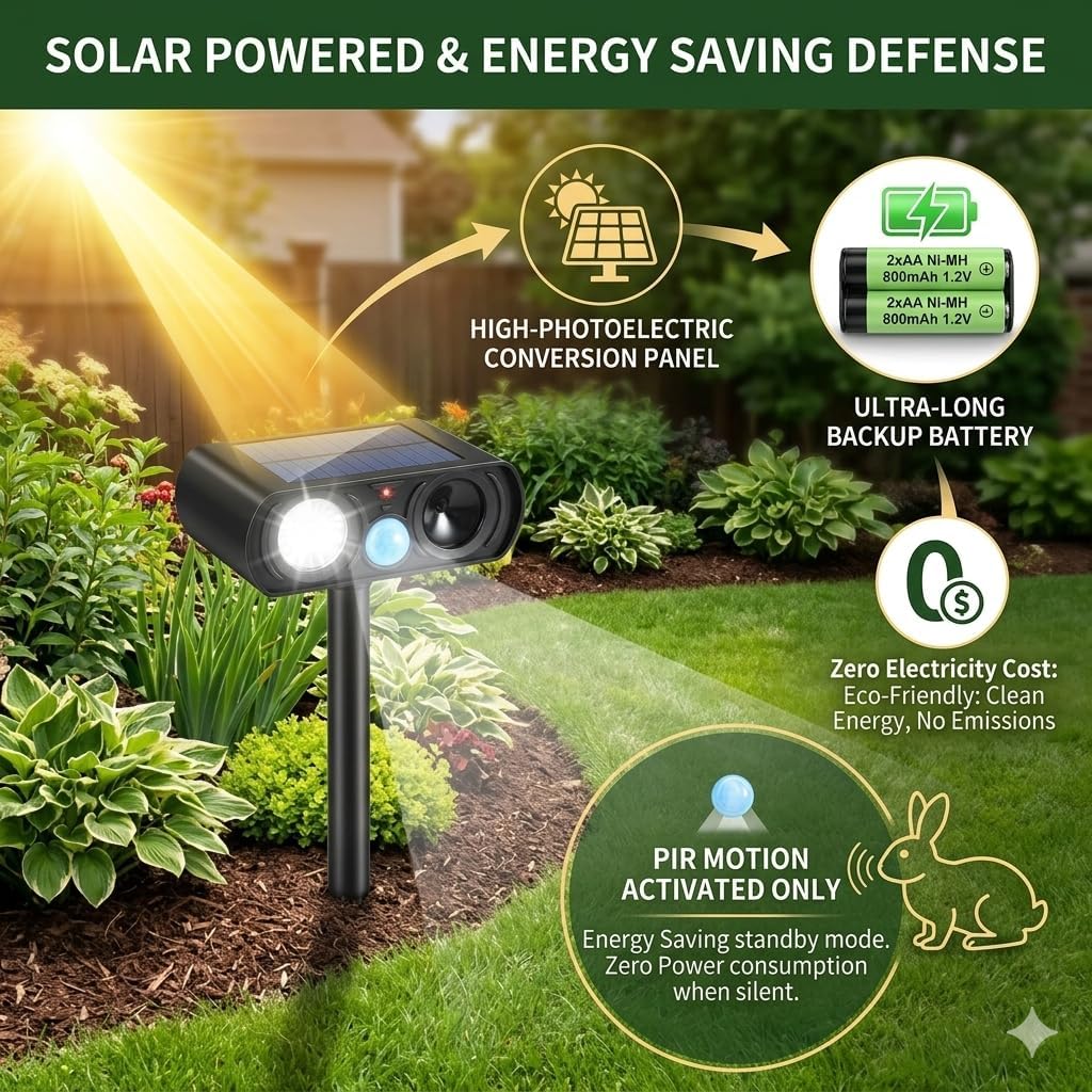 4Pack Feral Cat Repellent Outdoor Solar Ultrasonic Animal Repellent Outdoor with Motion Activated,Stray Cat Deterrent Device to Scare Deer Squirrel Rabbit Raccoon Skunk for Yard Lawn Garden 2026