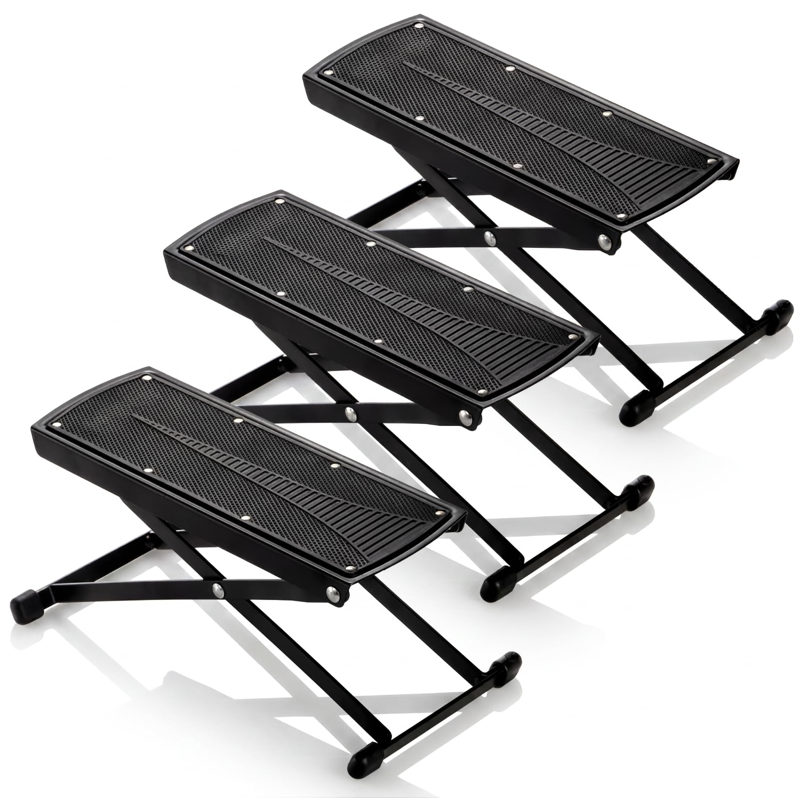 Elsjoy 3 Pack Gitarre Fußbank, 7 Positionen klappbare Gitarre Fußstütze mit einstellbarer Höhe, Metall, Gitarre Fußpedal Stand für Gitarrist